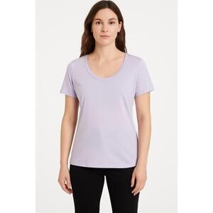 Lilac Top Womens Large Short Sleeve Pastel Lavender Purple TShirt Summer Casual